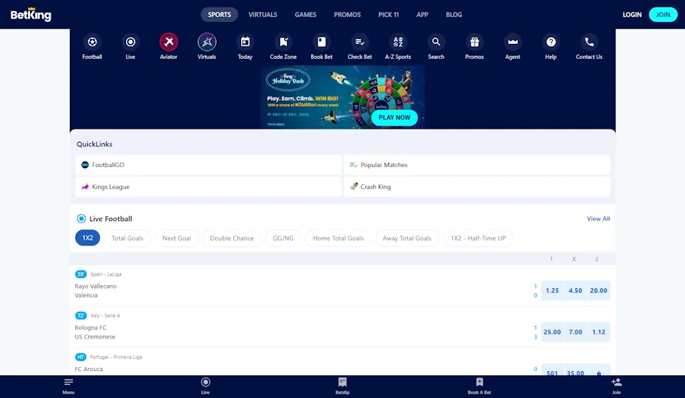 BetKing Sportsbook Screenshot